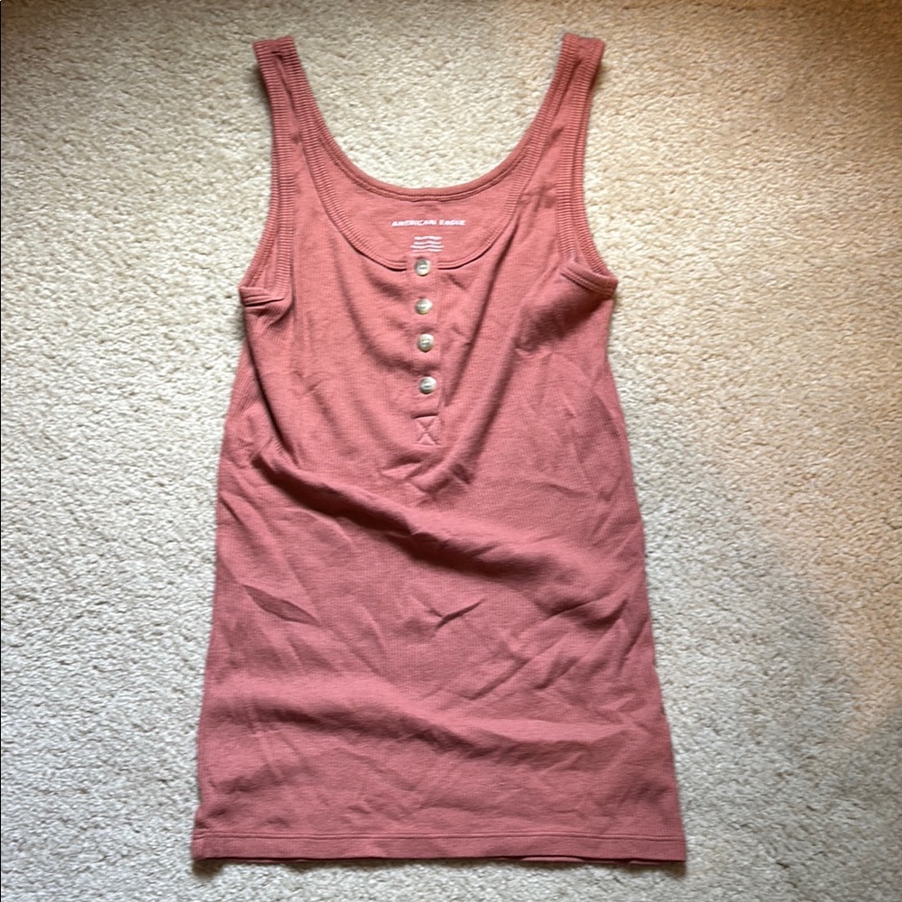 American Eagle Outfitters Pink Fitted Sleeveless Tank Top